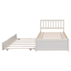White Walnut Rubberwood Twin Bed with Trundle