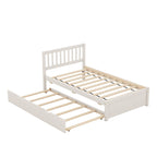 White Walnut Rubberwood Twin Bed with Trundle