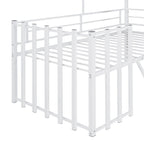 Twin Size Metal Loft Bed with Roof, Window, Guardrail, and Ladder