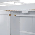 White Full Size Solid Wood Loft Bed with Built-in Wardrobe, Desk, and Shelves