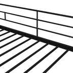 Black Twin Size Metal Loft Bed with Desk and Shelves for Kids and Teens
