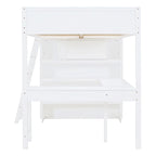 Full Size Solid Wood Loft Bed with Desk and Shelf for Kids, Boys and Girls, Bedroom