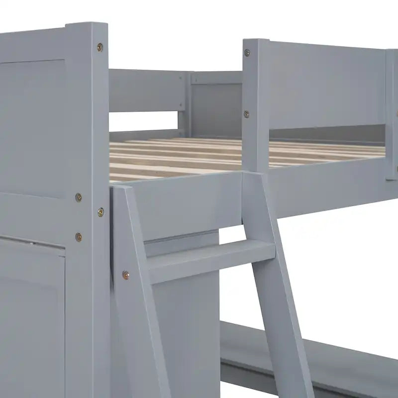 Full Size Solid Wood Loft Bed with Desk and Shelf for Kids, Boys and Girls, Bedroom