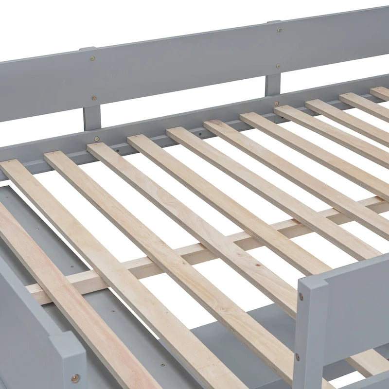 Full Size Solid Wood Loft Bed with Desk and Shelf for Kids, Boys and Girls, Bedroom