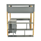 Gray Full Size Solid Wood Loft Bed With Built-in Storage Cabinet and Cubes, Foldable desk