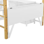 White Full Size Solid Wood Loft Bed With Built-in Storage Cabinet and Cubes, Foldable desk