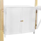 White Twin Size Solid Wood Loft Bed with Built-in Storage and Foldable Desk
