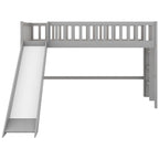 Gray Twin Size Wood Low Loft Bed with Slide
