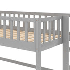 Gray Twin Size Wood Low Loft Bed with Slide