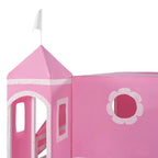 Pink Full Size Cute Wood House Loft Bed with Slide & Tent