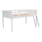 White Twin Size Low Loft Bed with Ladder & Fence Baffle