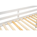 White Twin Size Low Loft Bed with Ladder & Fence Baffle