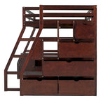 Espresso Full Pine Loft Bed with Desk and Storage
