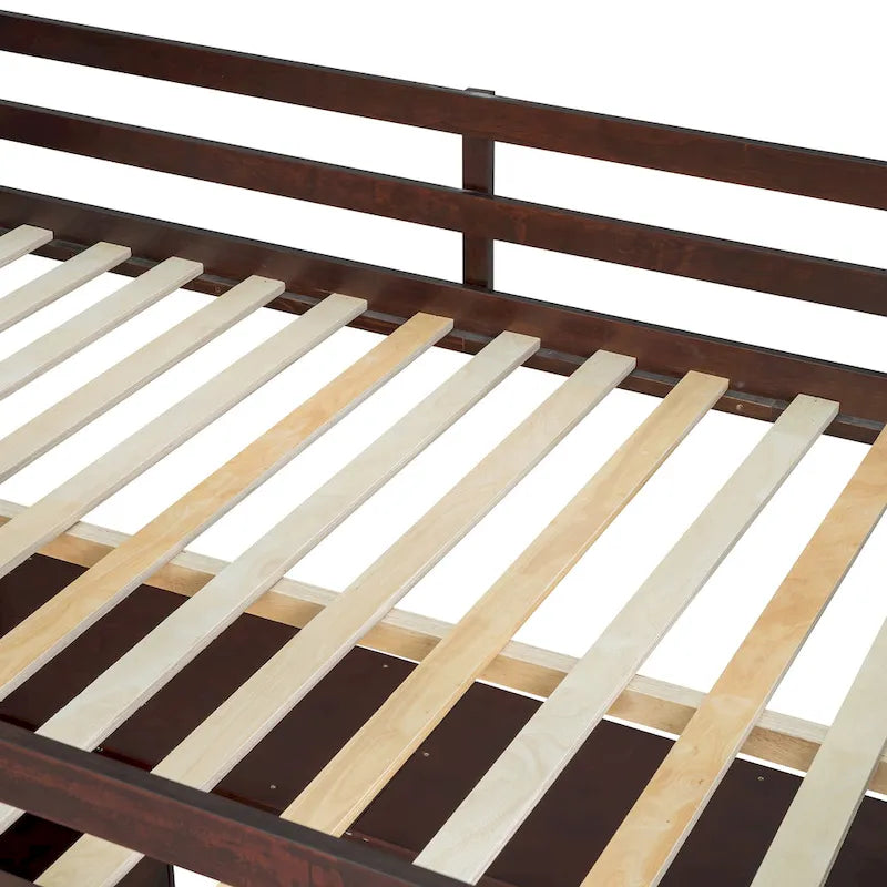 Espresso Full Pine Loft Bed with Desk and Storage