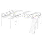 Twin Solid Pine L-Shaped Loft Bed with Slide