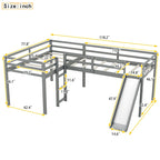 Twin Solid Pine L-Shaped Loft Bed with Slide