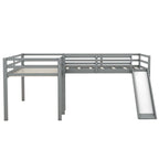 Twin Solid Pine L-Shaped Loft Bed with Slide
