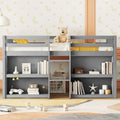 Grey Twin Size Wood Low Loft Bed with Shelves and LED Light