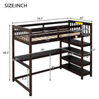Twin Solid Wood Loft Bed with Integrated Desk