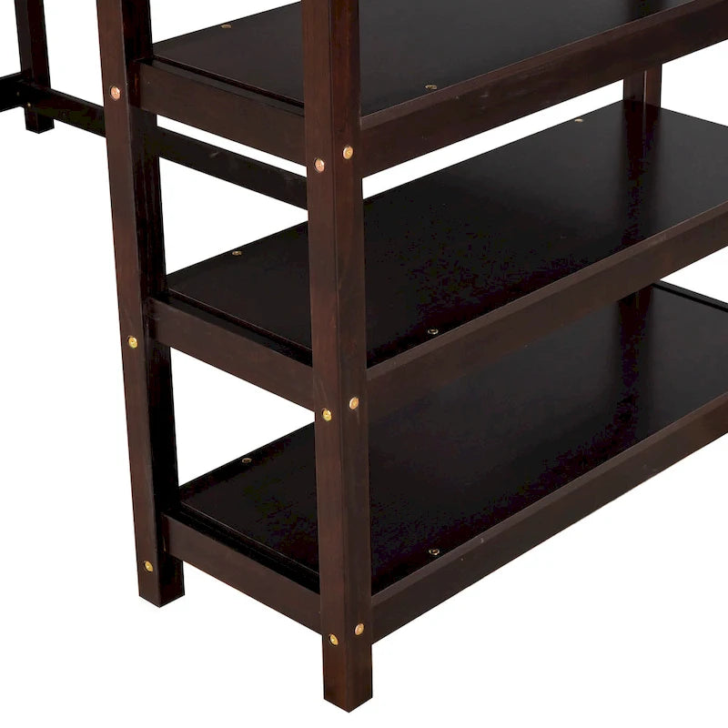 Twin Solid Wood Loft Bed with Integrated Desk