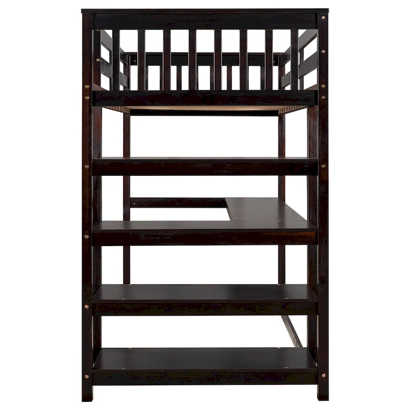 Twin Solid Wood Loft Bed with Integrated Desk