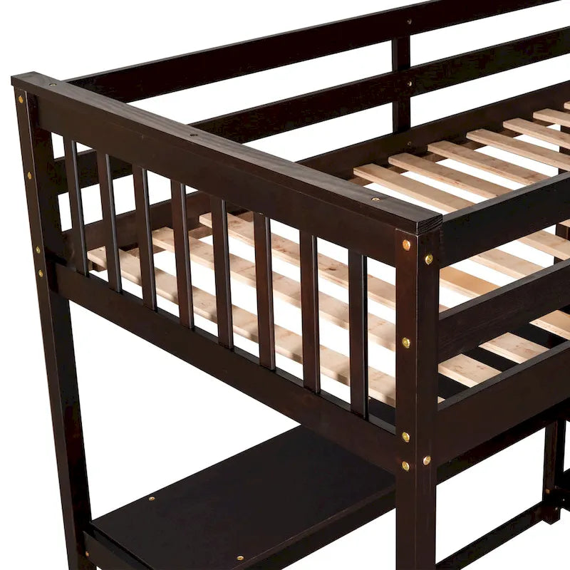 Twin Solid Wood Loft Bed with Integrated Desk
