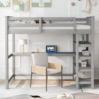 Twin Solid Wood Loft Bed with Integrated Desk