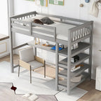 Twin Solid Wood Loft Bed with Integrated Desk