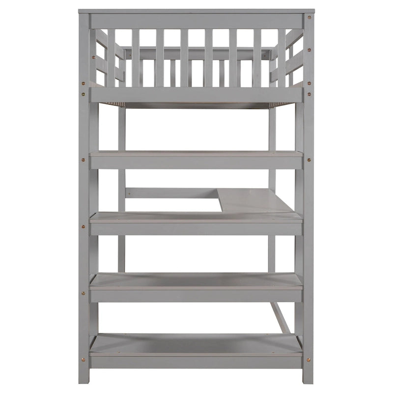 Twin Solid Wood Loft Bed with Integrated Desk