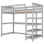 Twin Solid Wood Loft Bed with Integrated Desk