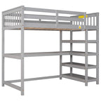 Twin Solid Wood Loft Bed with Integrated Desk