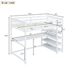 Twin Solid Wood Loft Bed with Integrated Desk