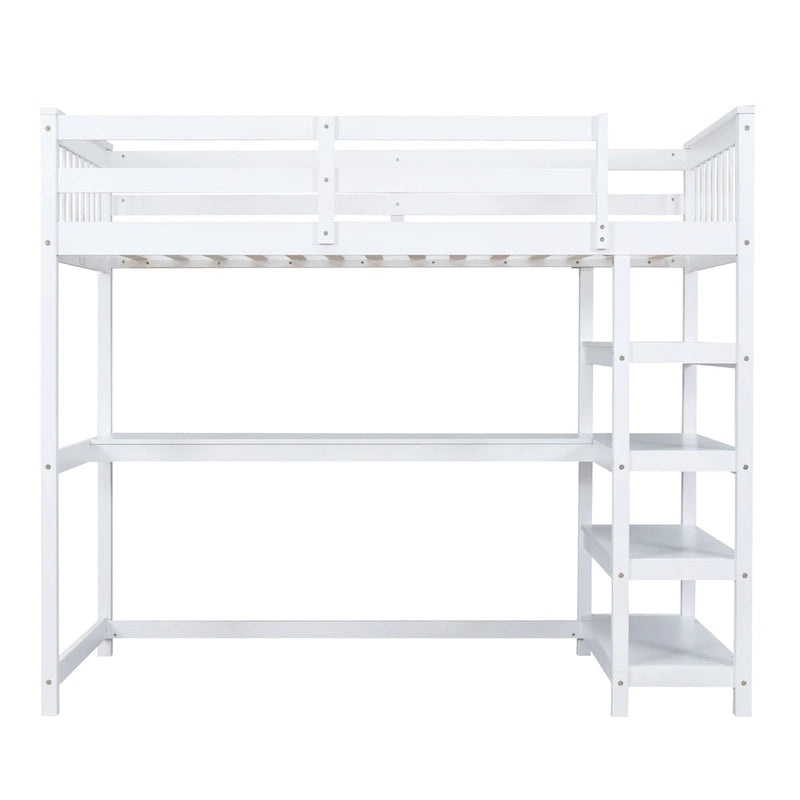 Twin Solid Wood Loft Bed with Integrated Desk