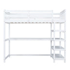 Twin Solid Wood Loft Bed with Integrated Desk