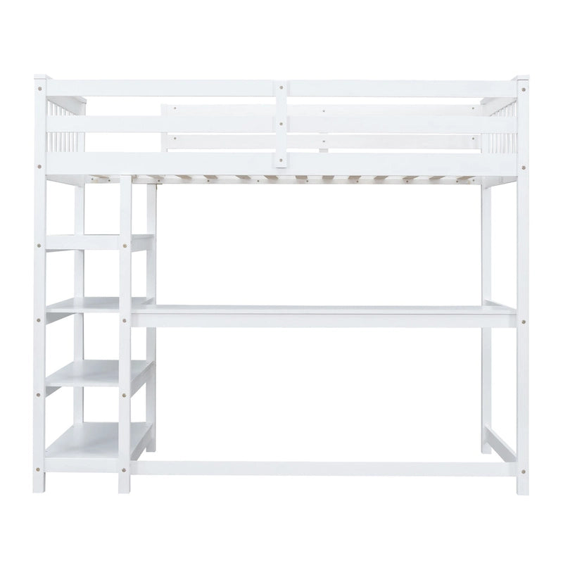 Twin Solid Wood Loft Bed with Integrated Desk