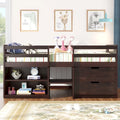Twin Solid Pine Loft Bed with Shelves, Drawers, and Guardrail