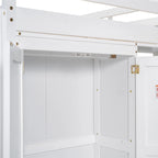 Full Wood Loft Bed with Wardrobe & Storage Shelves