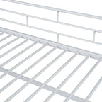 White Twin Metal Mid Loft Bed with Storage Stairs