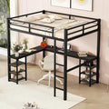 Full Metal Loft Bed with Desk & Shelves