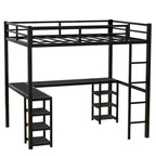 Full Metal Loft Bed with Desk & Shelves