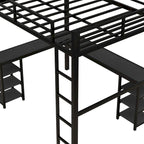 Full Metal Loft Bed with Desk & Shelves