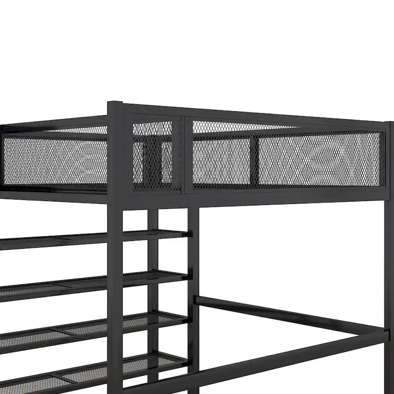 Black Full Metal Loft Bed with Workstation