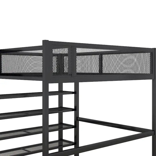 Black Full Metal Loft Bed with Workstation