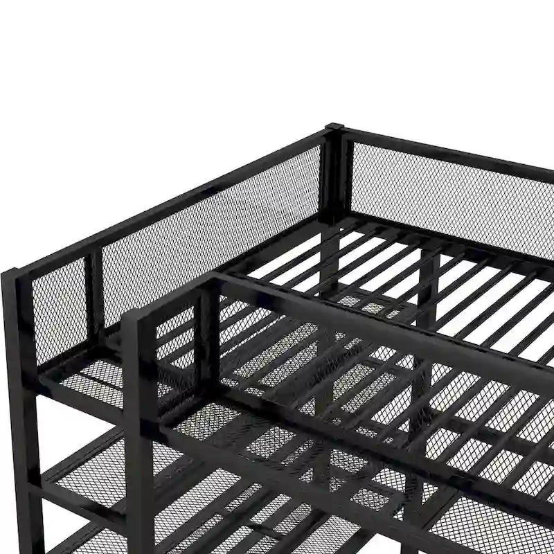 Black Full Metal Loft Bed with Workstation
