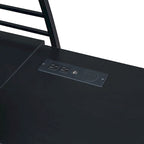 Metal Loft Bed with Shelves, L-Shaped Desk, Sockets, USB Ports, Wireless Charging