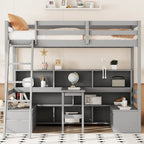 Twin House Bunk Bed with Shelves, Ladder, and Storage Drawers