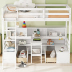 Twin House Bunk Bed with Shelves, Ladder, and Storage Drawers
