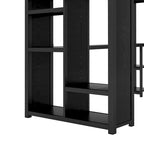 Black Twin XL Loft Bed with Built-in Wardrobe, Desk, and Storage Shelves, Space-Saving Design