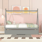 Twin size Tent Floor Bed with Trundle