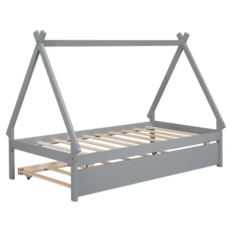 Twin size Tent Floor Bed with Trundle